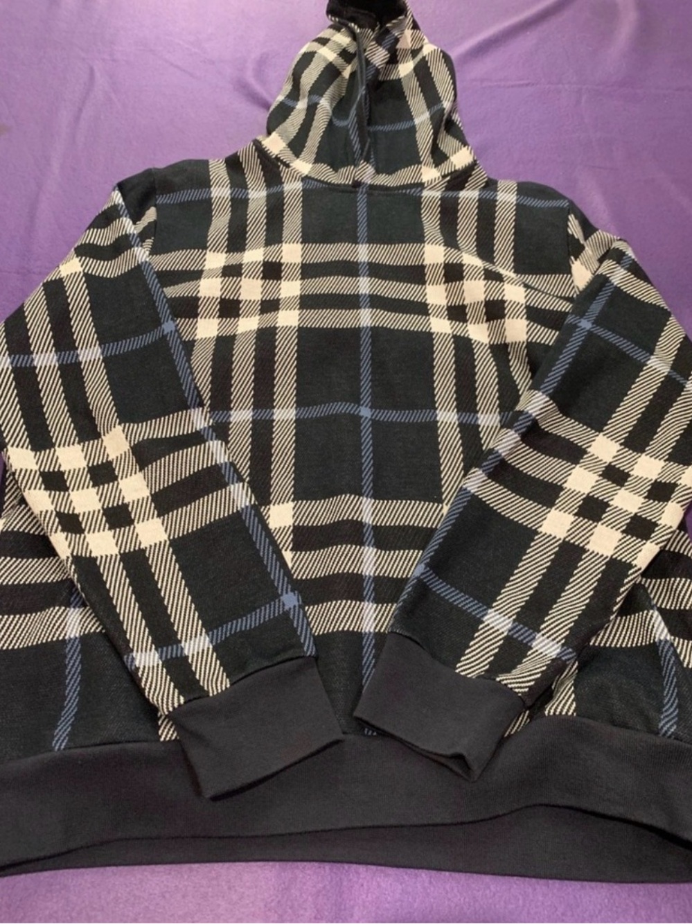 Men's Burberry check hoodie size Large